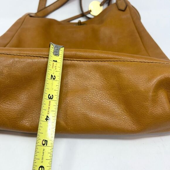 Margot Tote Bag Womens Tan Leather Turn Lock Front Double Handle - Picture 6 of 12